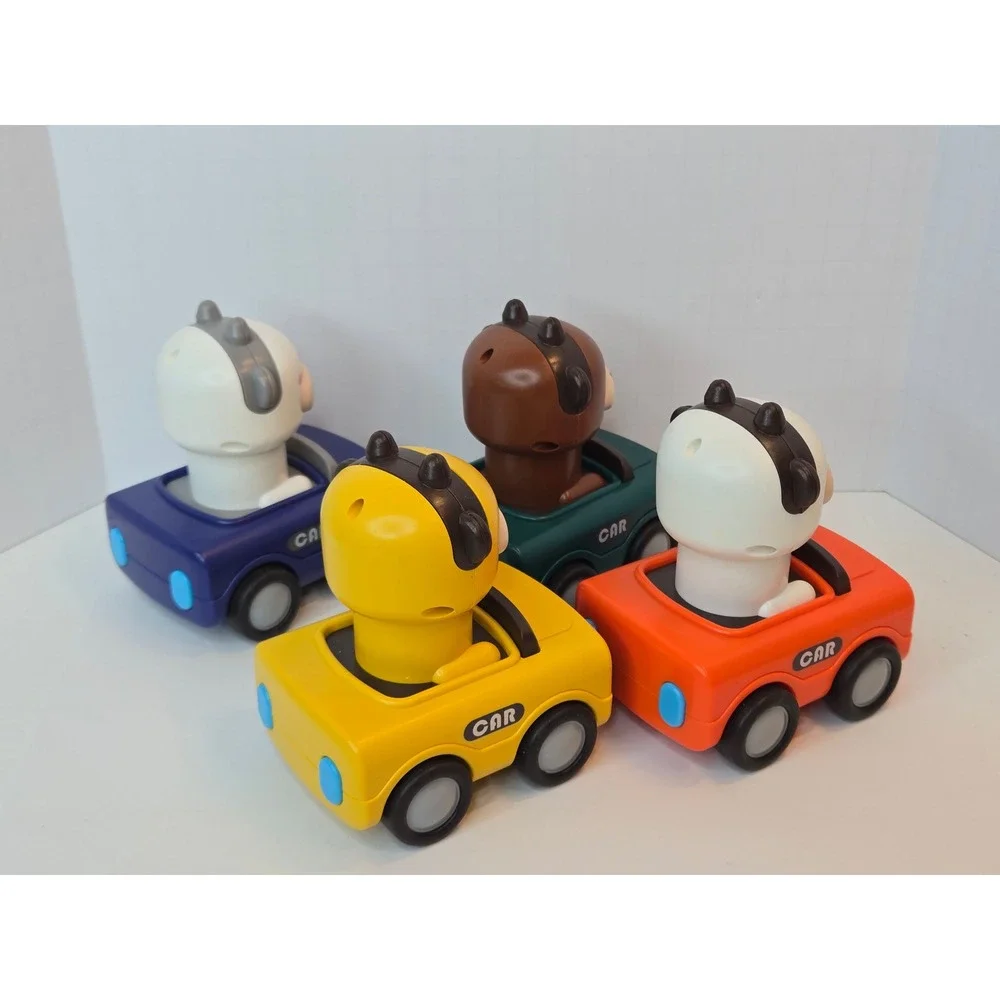 iPlay iLearn Press and Go Animal Toy Cars Set of 4 Toddler Friction Vehicles